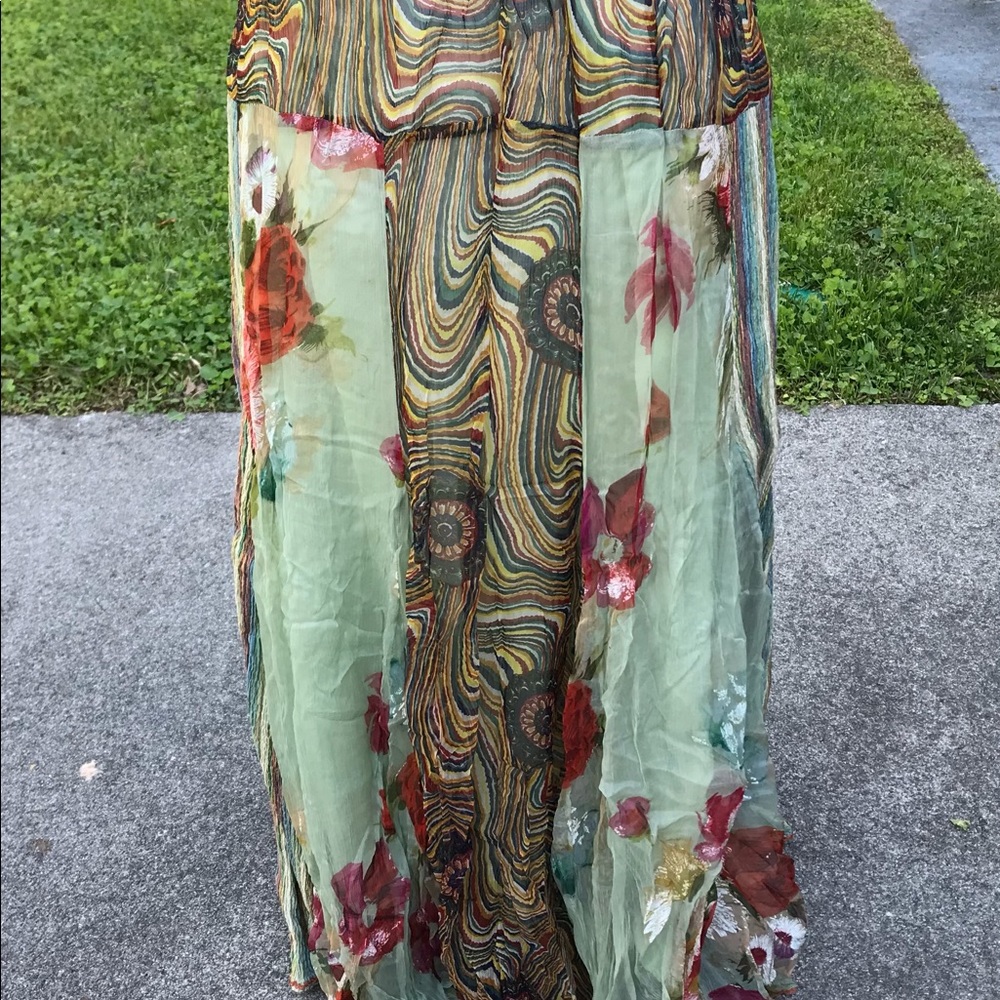 Colorful green maxi skirt by any size M
